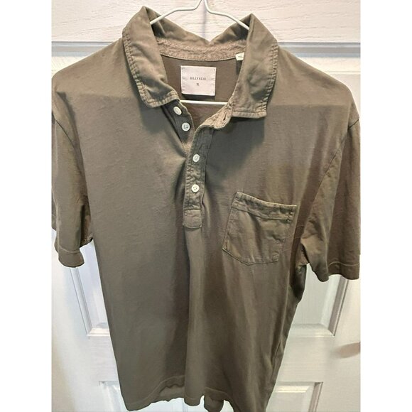 Billy Reid Mens Olive Green Short Sleeve Polo Shirt XL Soft Cotton Blend Pocket - Picture 5 of 8